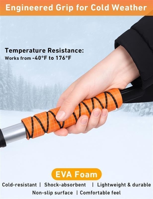 Efficient 27" Aluminum Ice Scraper & Snow Brush with Comfortable Foam Grip