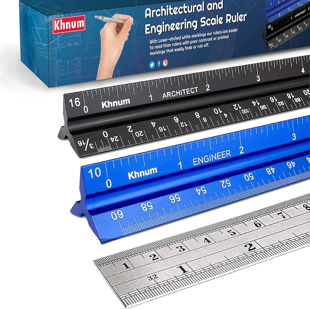 12-Inch Architectural and Engineering Scale Ruler Set (Imperial) | Laser-Etched