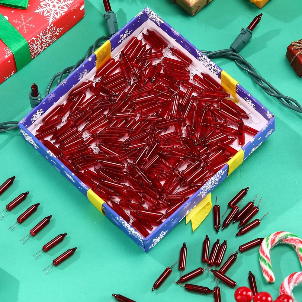 Mudder 100 Count Christmas Mini Replacement Light Bulbs 2.5V*0.1A, Red