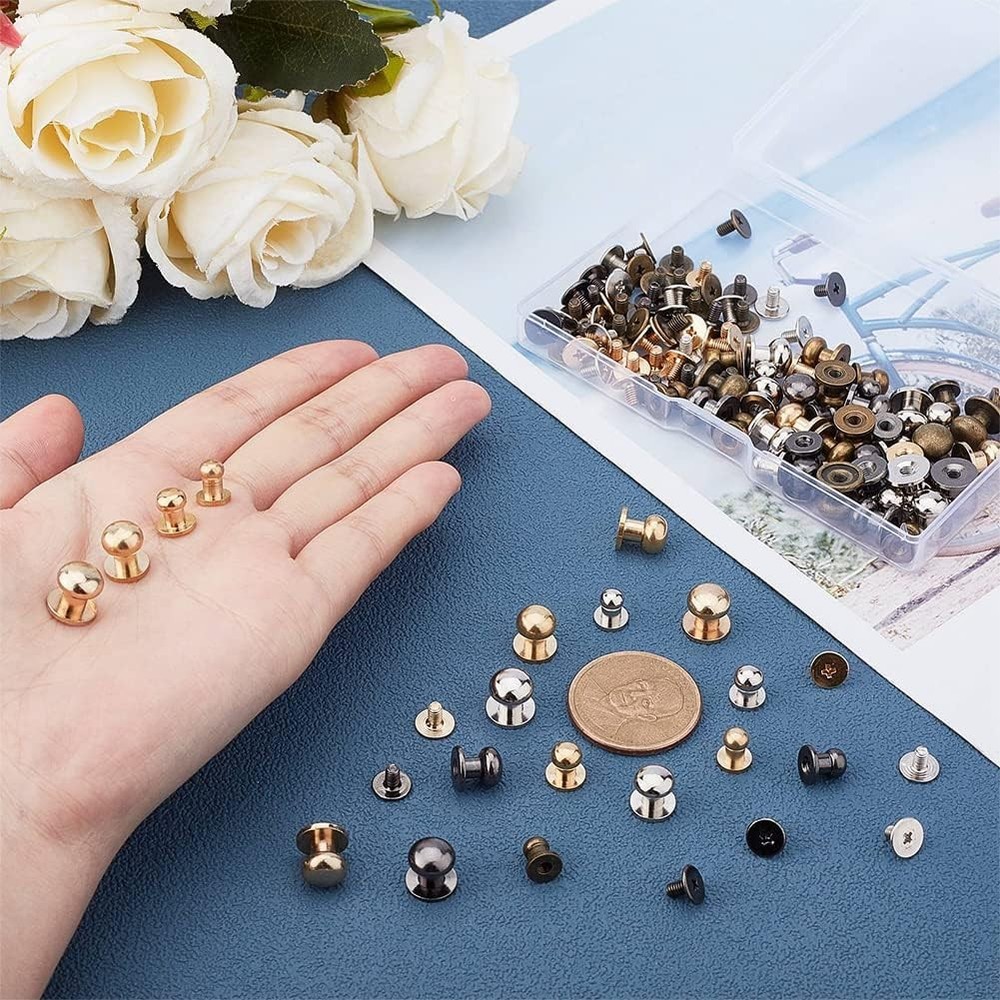 64 Sets 4 Colors Button Studs, 7 8 9 10mm Metal Studs Rivets Screwback Spots ...