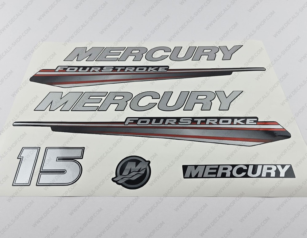 Mercury 15 hp Four Stroke 2013-2017 RED outboard engine decals sticker