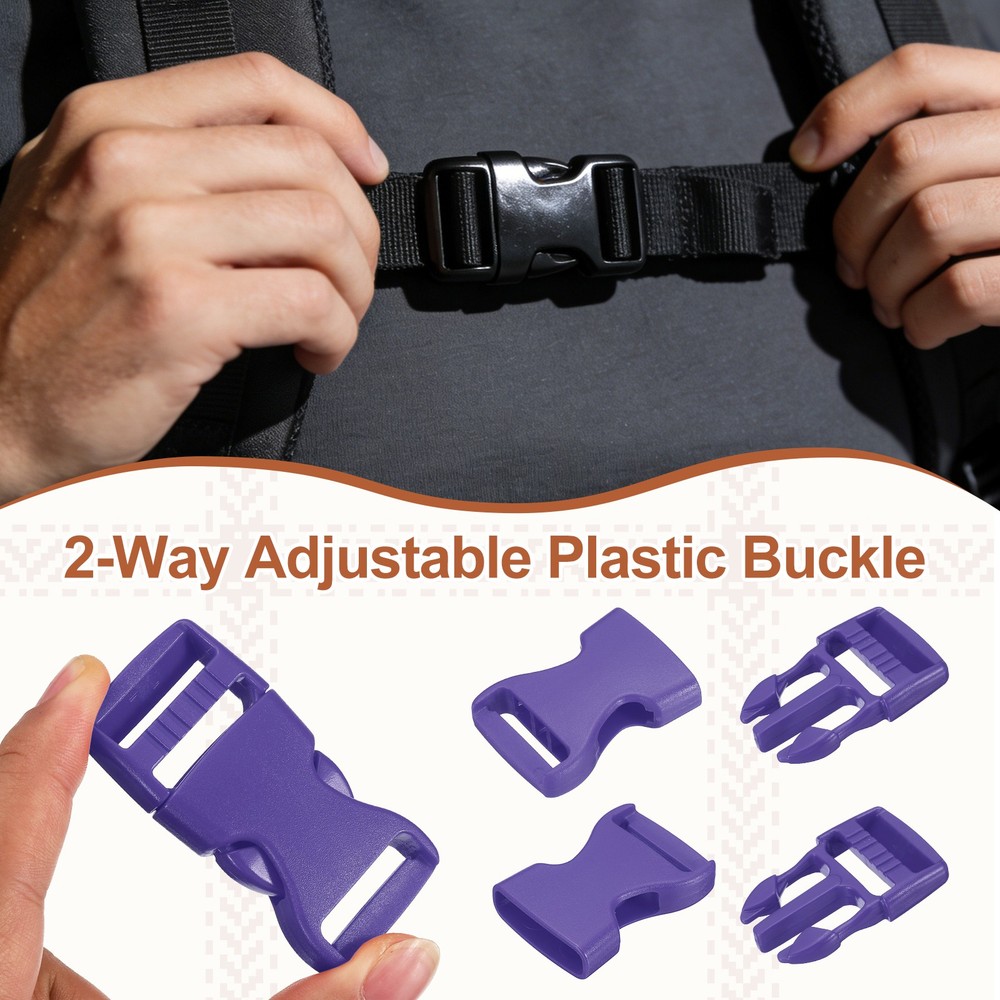 6 Pack Quick Side Release Buckle, 1" Plastic Buckle Clip, Purple