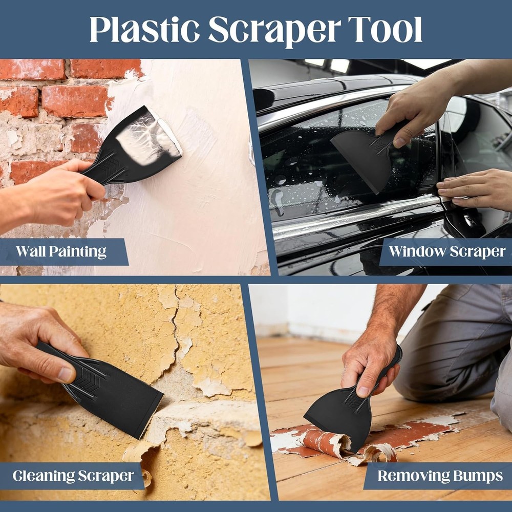 15 Pack Plastic Putty Knife Scraper Set - 6 Sizes for Spackling, Taping, Drywall