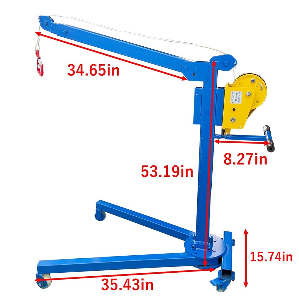 Small Folding Crane Manual Portable Lifting Machine Elevator Max 1100LBS