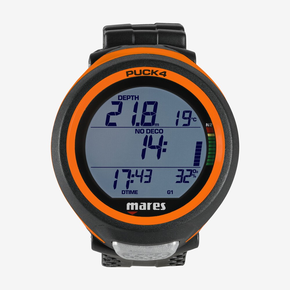 Mares Puck 4 Dive Computer Bluetooth Air Nitrox Easy-Read Display Black Orange