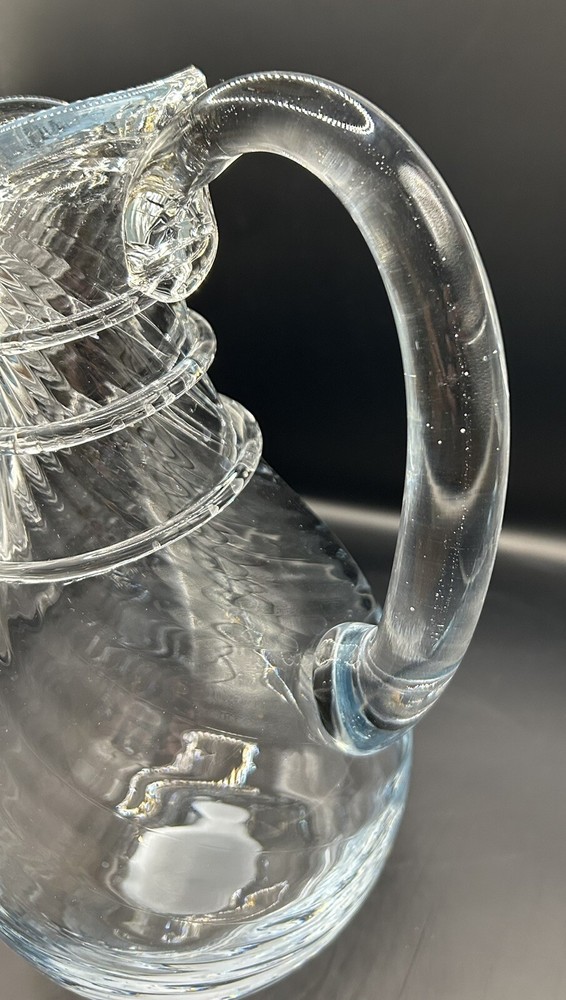 vintage hand blown glass pitcher Clear