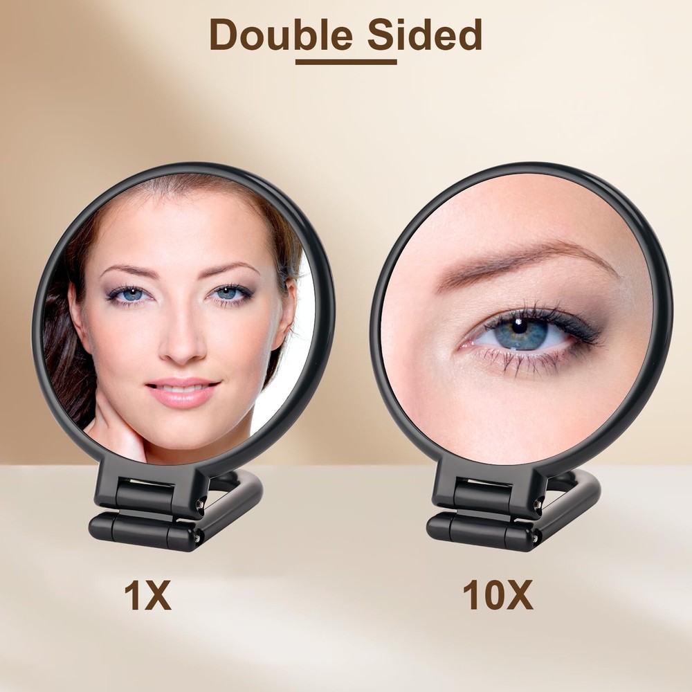 BOOMIBOO 1X/10X Magnifying Handheld Mirror Double Sided, Foldable Travel Make...