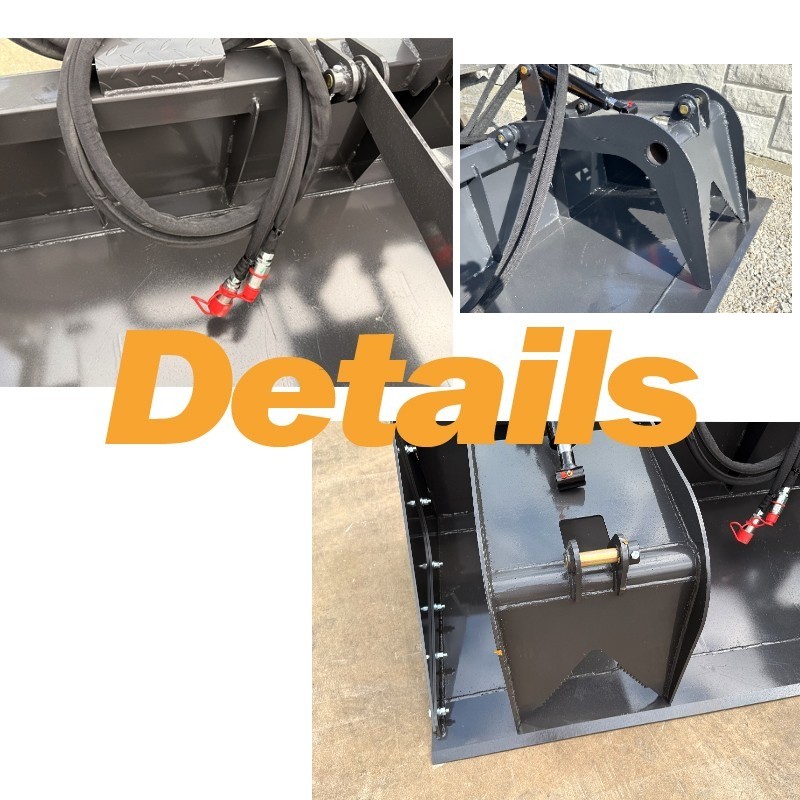 72'' Bucket Dual Cylinder Grapple Solid Bottom Quick Attach Landhonor Attachment