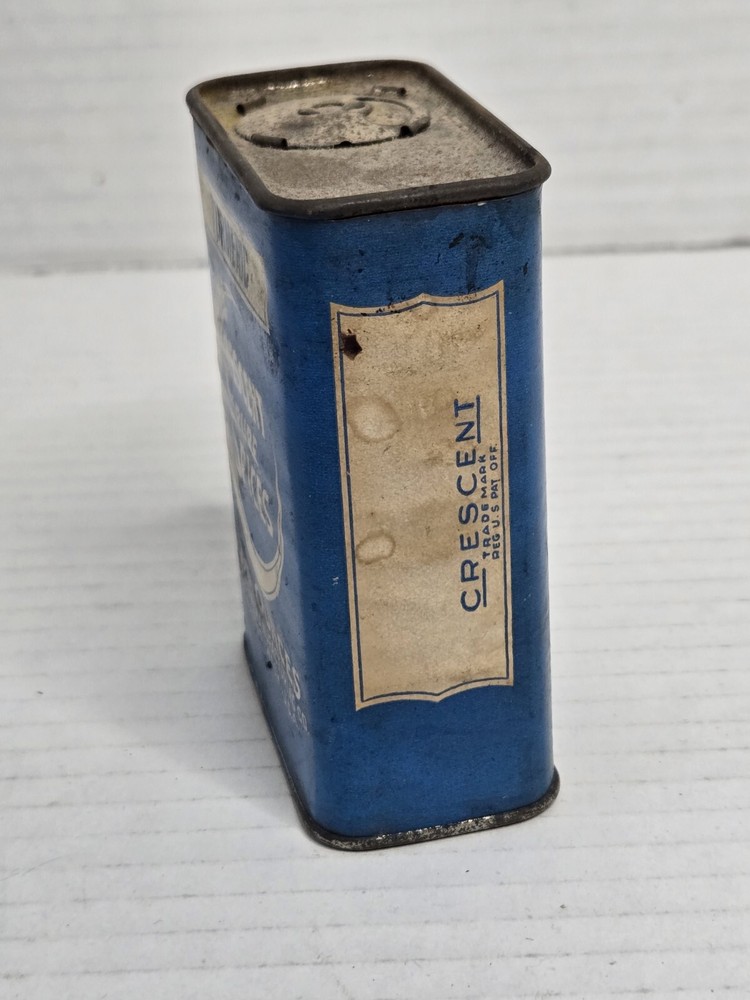 Vintage Crescent Pure Spice Rack Tin Tumeric Blue Advertising Kitchen Decor