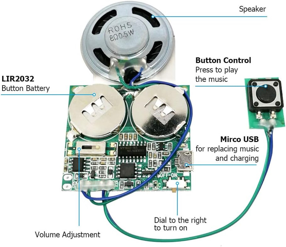 Recordable Sound Module, Icstation 8M USB Programmable Sound Chip with Speaker,