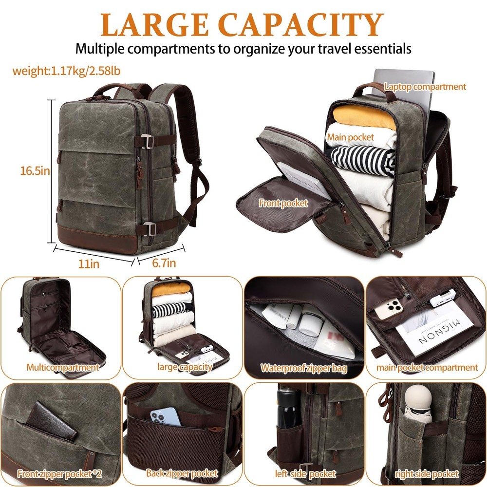 Travel Backpack for Men Carry On Backpack Flight Approved Personal Item Backp...