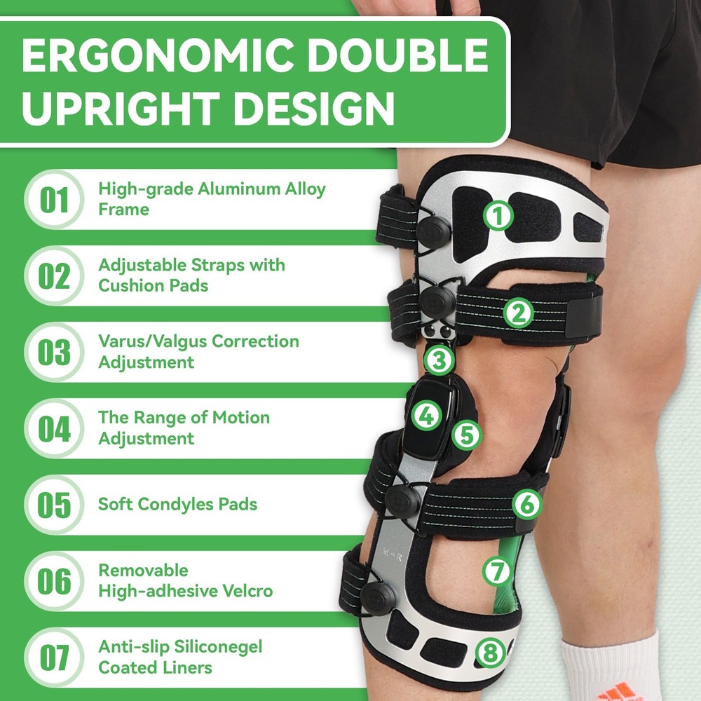  Double Upright OA Unloader Knee Brace,For Bone on Bone Arthritis Support