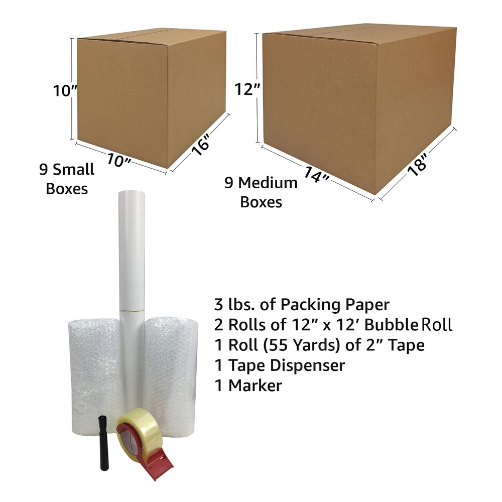UBMOVE Basic Moving Boxes Kit #1, 1 to 2 Brown