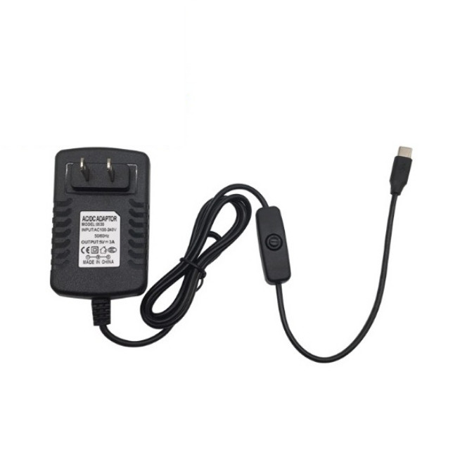 Raspberry PI generation 4 4B special power adapter type-C with switch button