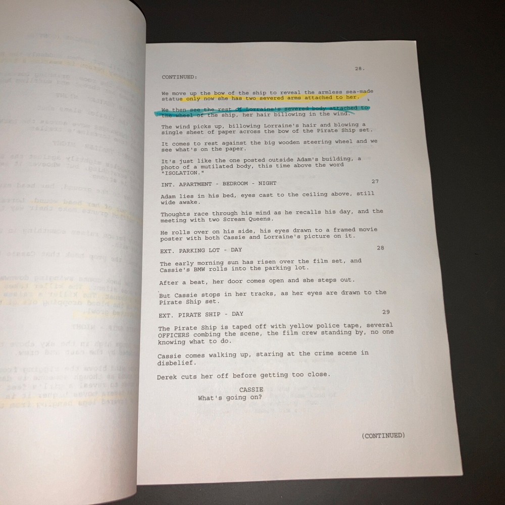 DARK REEL (2008) Horror Script w/Dead Body Highlights + Shooting Schedule + COA!