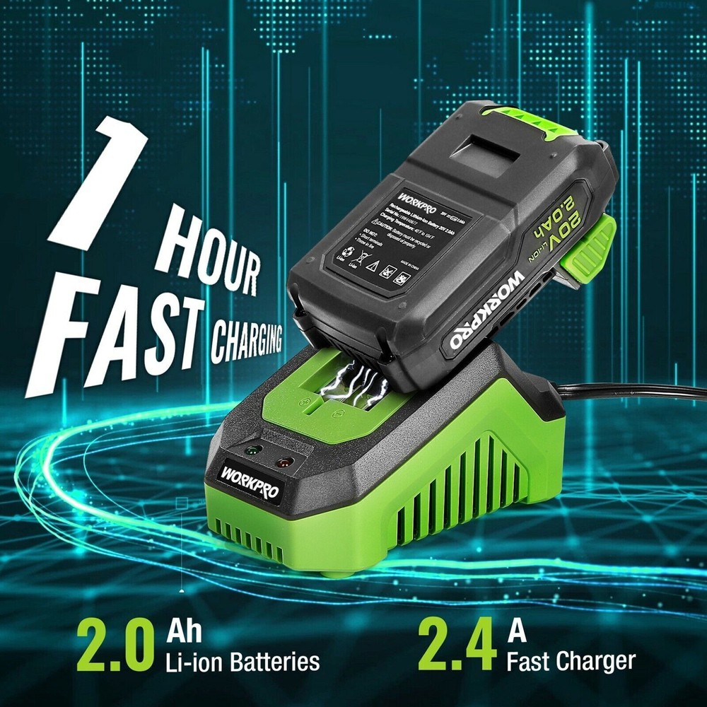 WORKPRO 20V Cordless Drill Driver Kit Keyless Chuck Storage Bag&2.0Ah Battery