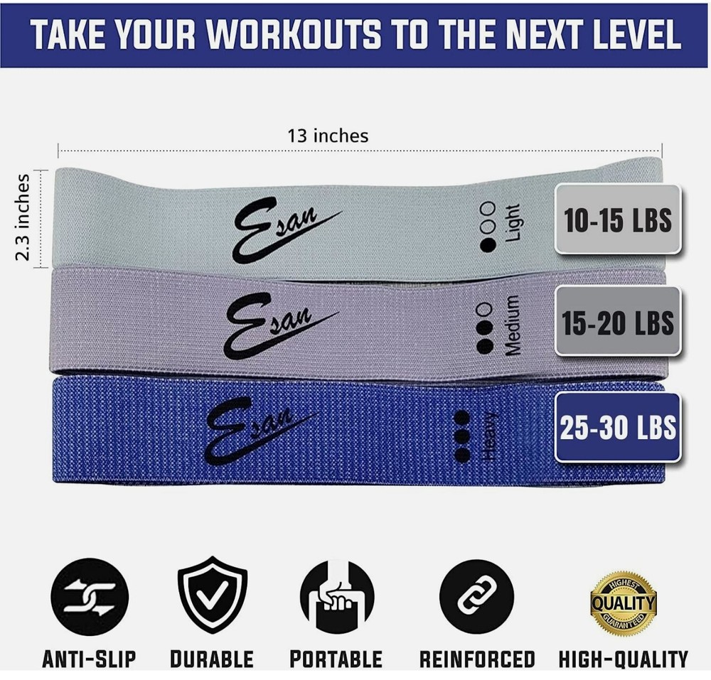 Resistance Bands Exercise Loop Bands 3pcs Soft Cotton Texture Fabric