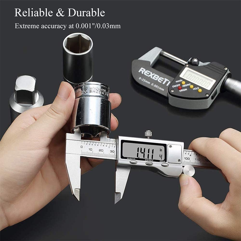 Digital Caliper Measuring Tool with Large LCD Screen, Inch & Metric Conversion