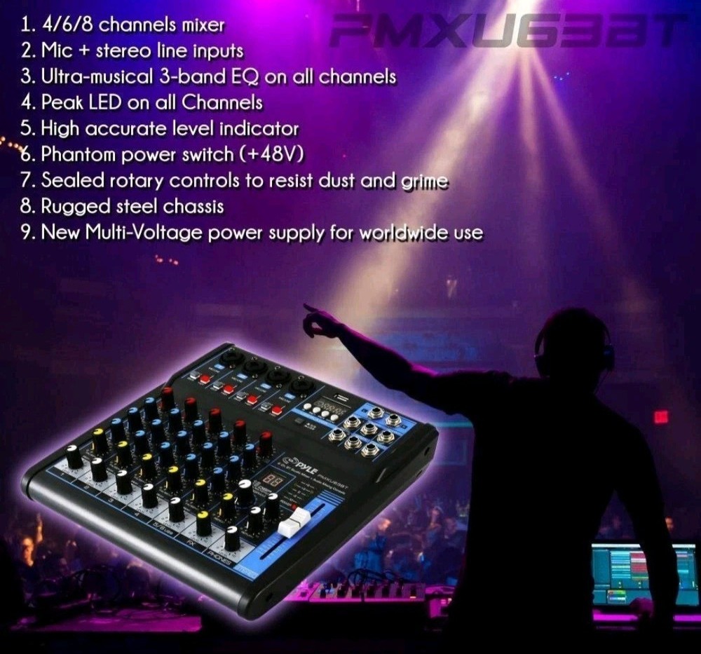 Pyle Professional Audio Mixer Sound Board Console - Desk System Interface NEW