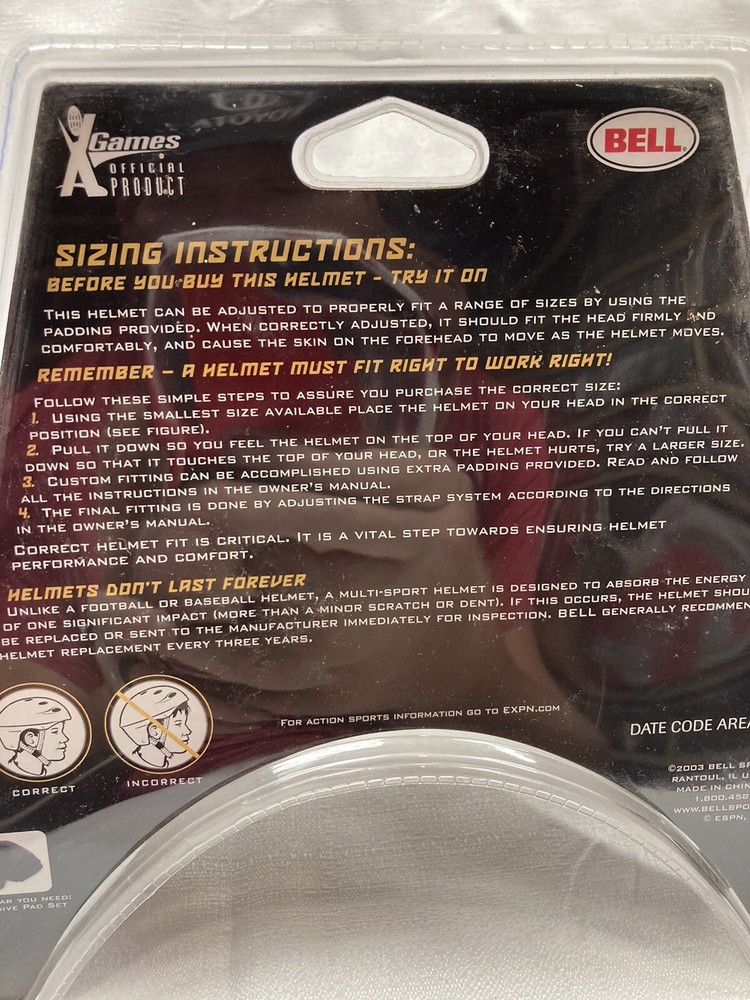 Bell X-Games Size Small Medium Backlash Sport Helmet Replacement Padding Inserts