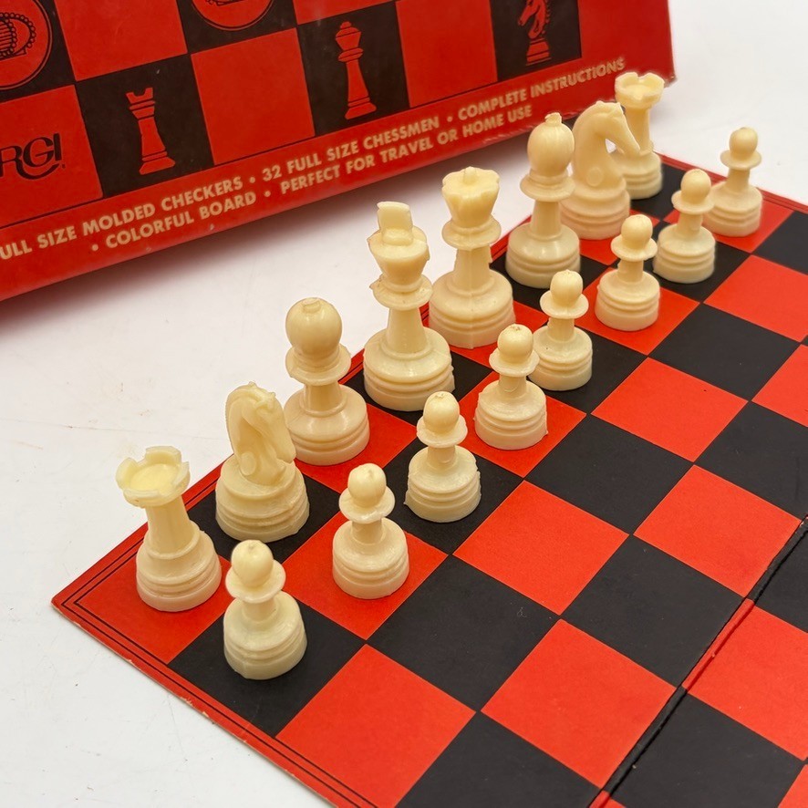 Vintage Compact Chess Set Game with Original Box Regency 8" Board