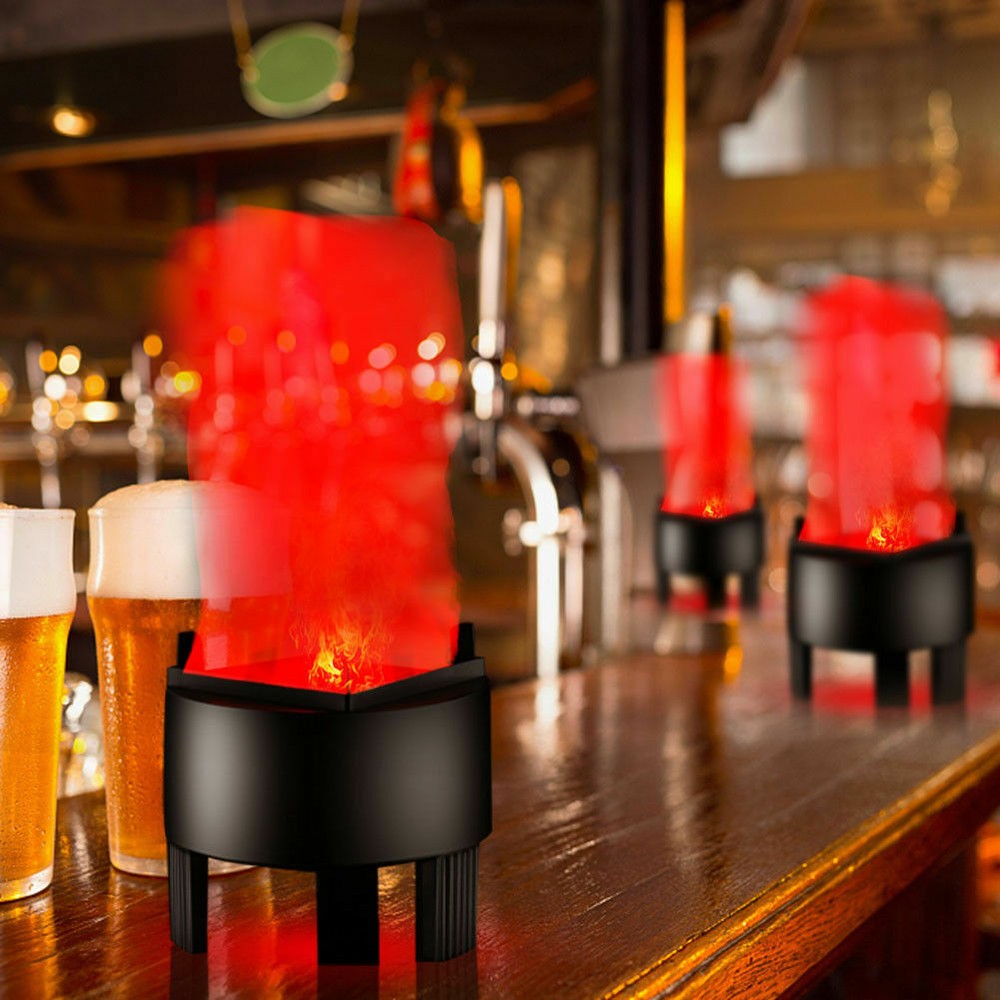 3D Fake Fire Flame Effect Night Light LED Artificial Flickering Fire Lamp US