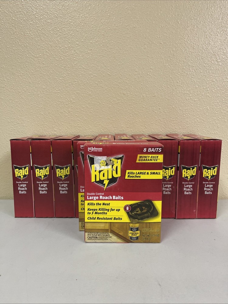 Lot Of 12 Raid Large Roach Baits Double Control 8 Count
