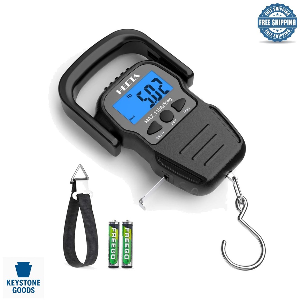 Digital Fish Weighing Scale with Backlit LCD & Measuring Tape