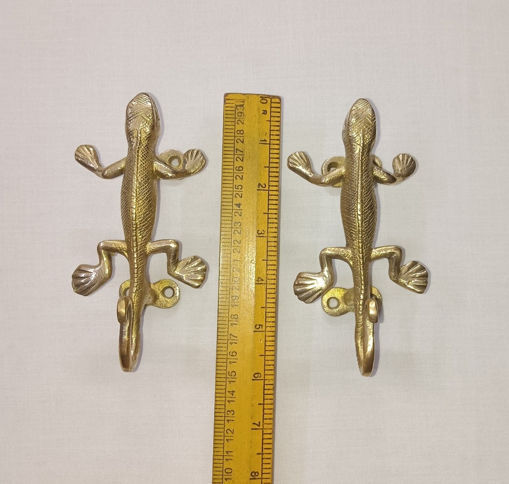 Reptile Lizard Kitchen Cabinet Pull with Hook Brass Animal Window Knob Set DM134