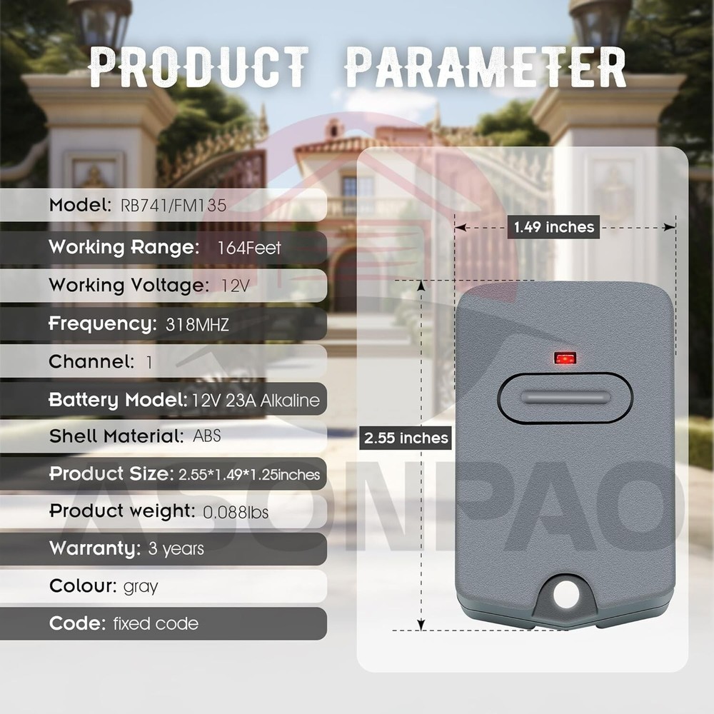 3-Pack Mighty Mule Remote Controllers with Ergonomic Design & Long Range Access