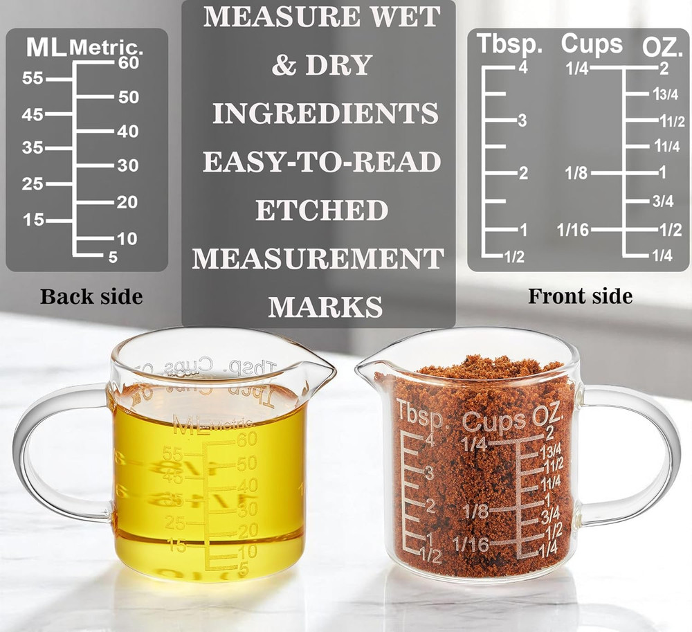 Ackers Etching Scale Measuring Glass -[Insulated Handle | V-Shaped Spout]-Made o