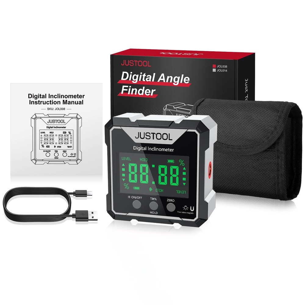 JUSTOOL Magnetic Digital Angle Finder, Level Box Angle Finder Protractor with...