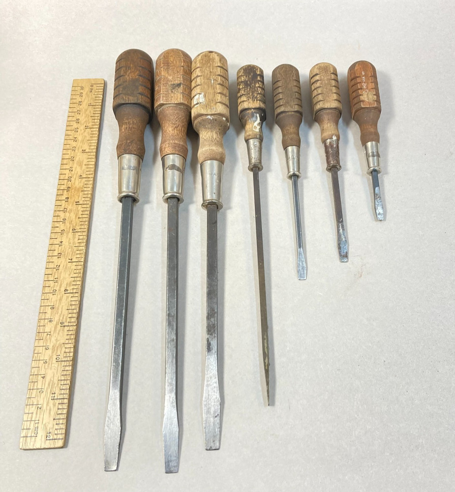 Mac Tools Screwdriver 7 Pc Flat Slotted Wood Handle USA