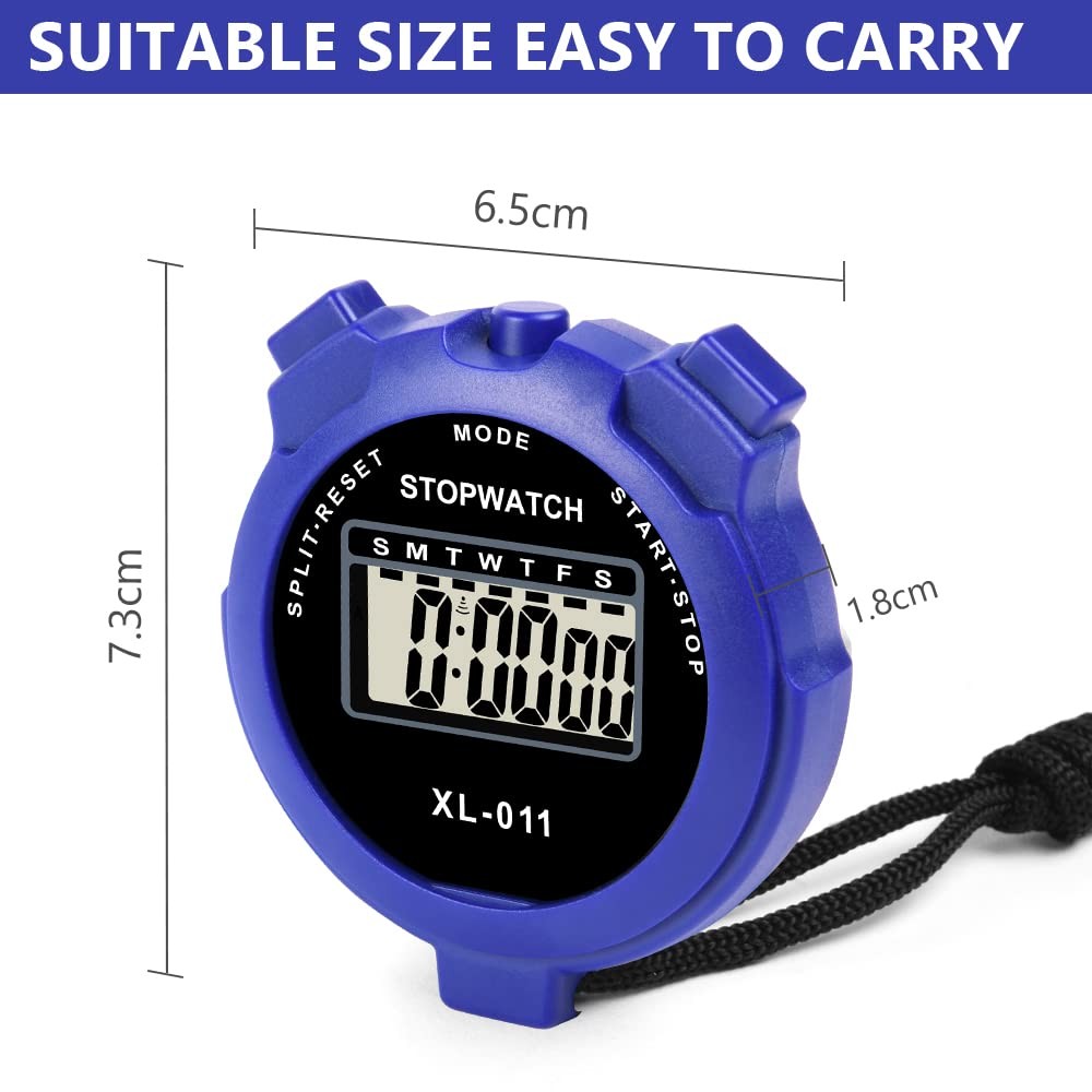 Vicloon Digital Timer, Simple Sport Timer with Large Display, Single Lap Blue