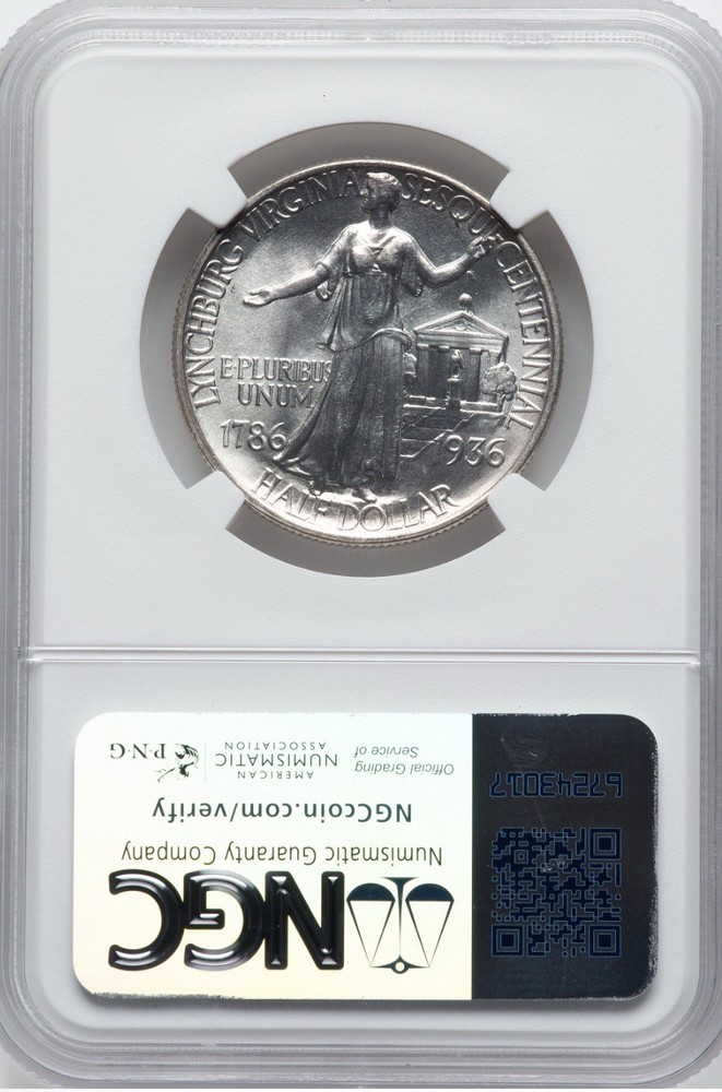 1936- Lynchburg Commemorative Silver Half Dollar-NGC MS 66-Blast White