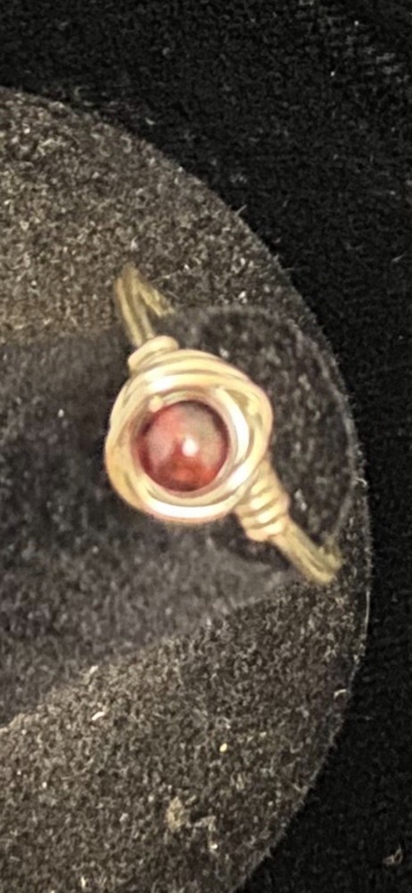 Garnet Silver Ring Wrap Ring Size 6