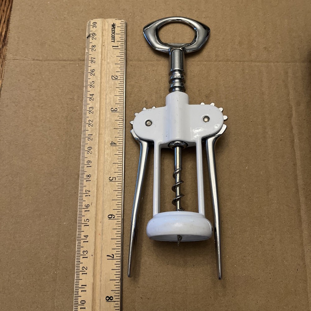 Winged Wine Cork Screw Bottle Opener-Unbranded-White