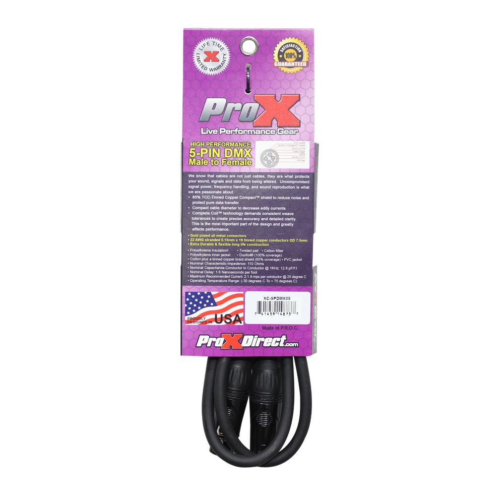20 ProX 5 Pin High Performance Data Lighting DMX Cable 5FT