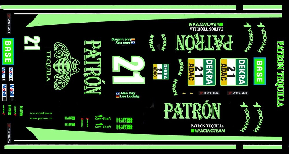 #21 PATRON Tequila Porsche 1/64th Waterslide Decals