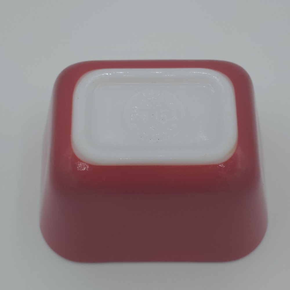 Vintage PYREX Refrigerator Dish Red Rectangular Glass USA VTG Kitchen 4"