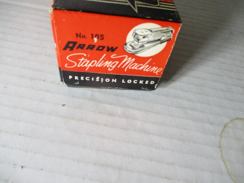 Vintage Arrow Chrome No. 105 Stapler STAPLING MACHINE ORIGINAL BOX INSTRUCTIONS