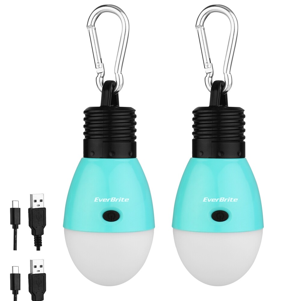 EverBrite 2PACK Rechargeable Camping LED Bulb 3 Lighting Mode USB LED Tent Light