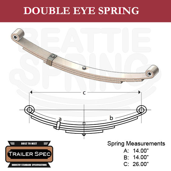 Trailer Leaf Spring Double Eye 14" x 14" / 26" Long / 1500lbs