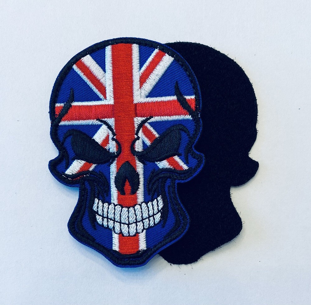 ENGLAND GREAT BRITAIN PUNISHER FLAG SKULL HOOK & LOOP  EMBROIDERED  PATCH