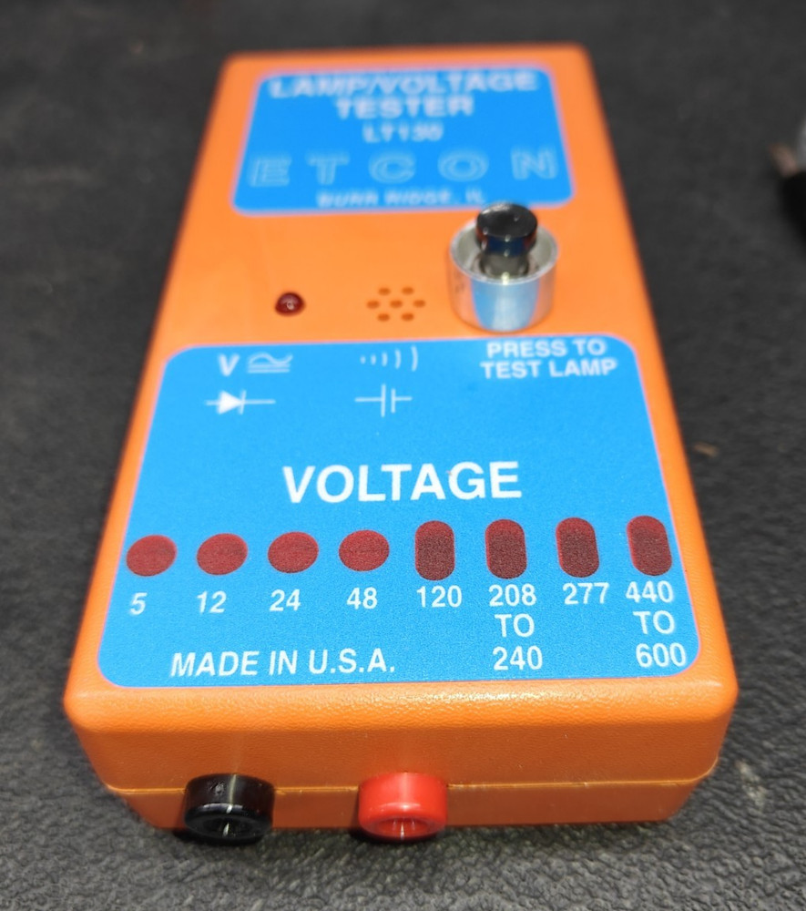 ETCON LT130 LAMP & VOLTAGE & CONTINUITY TESTER with Leads & Leather Case.
