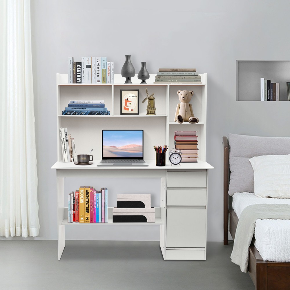 Home Office Desk, Modern Computer Desk,Freestanding Rectangular Wood Office Desk