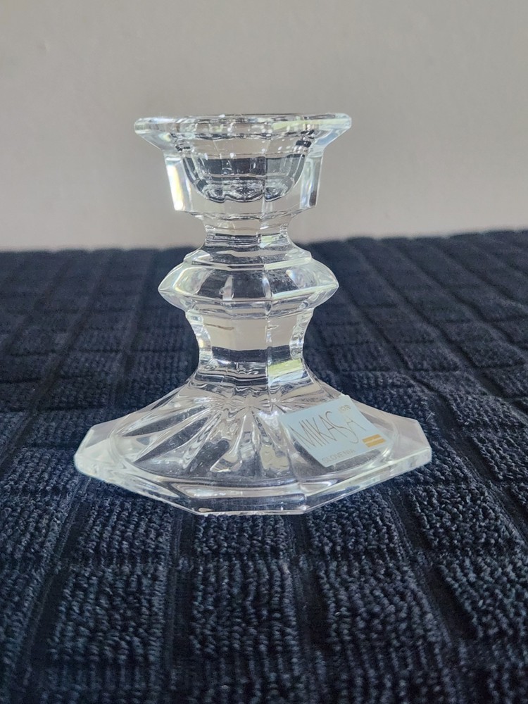 Single Light Candlestick Holder by Mikasa• Edinburgh Pattern • Blown Glass