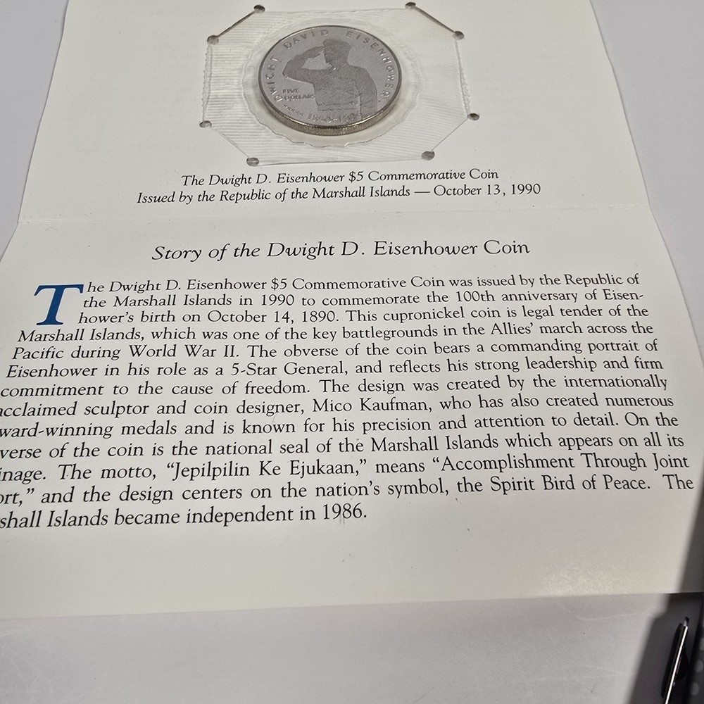 1990 "Dwight D Eisenhower" Marshall Islands $5 Commemorative