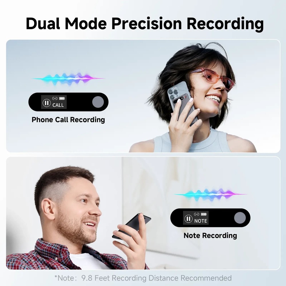 AI Voice Recorder , 64GB Memory, App Control, 112 Languages Support