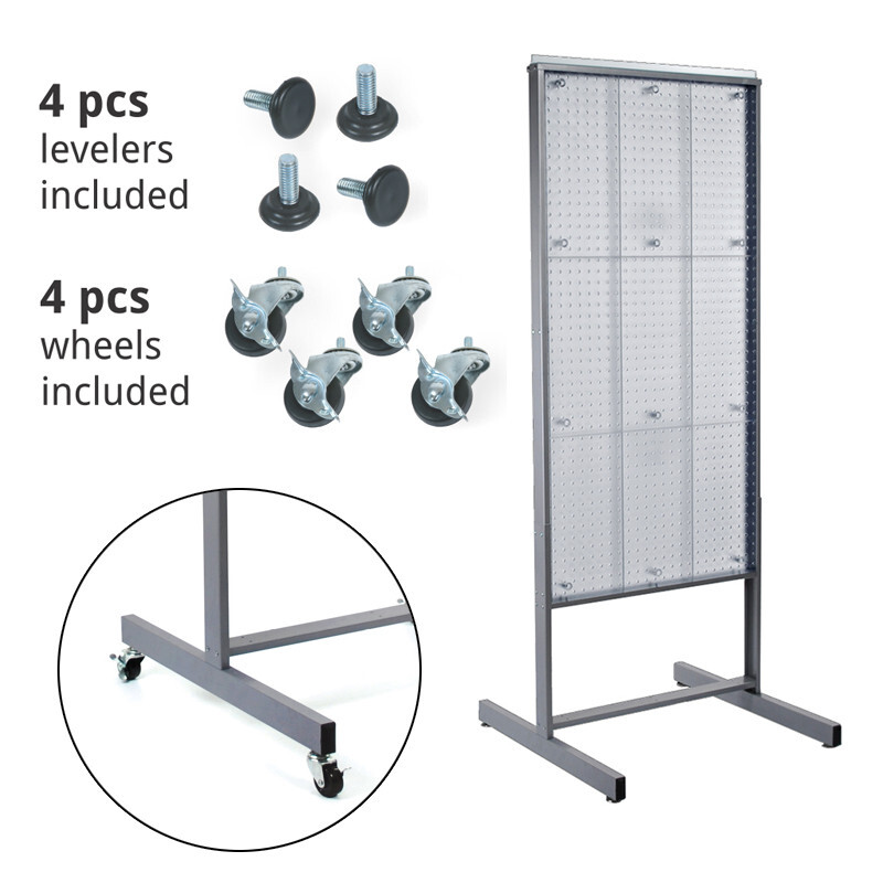 Azar Displays Two-Sided Metal Frame Pegboard Floor Display. Panel Size: 24"W...